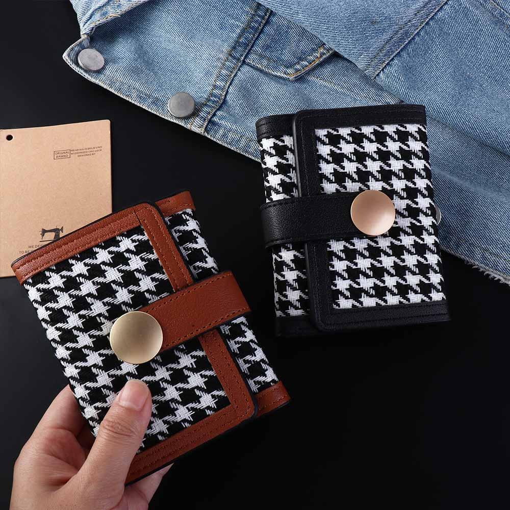 Short Card Holders Clutch Korean Style Short Wallet Fashion Women Houndstooth Wallet Outdoor