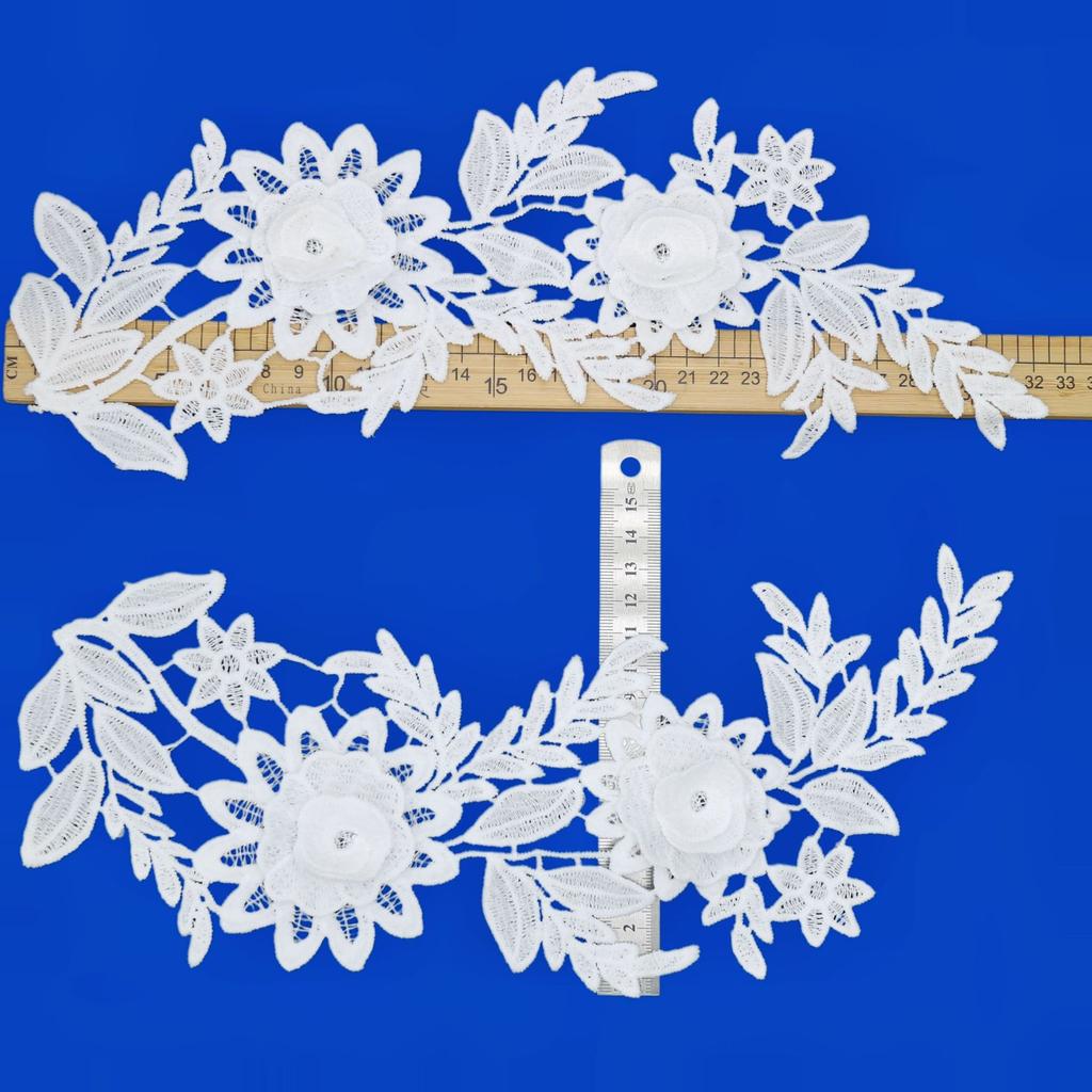 Milk Silk Three-Dimensional Pair Of Lace Embroidery, Embroidery Symmetrical Flower Pieces, Water-Soluble Lace Hollow Lace Accessories
