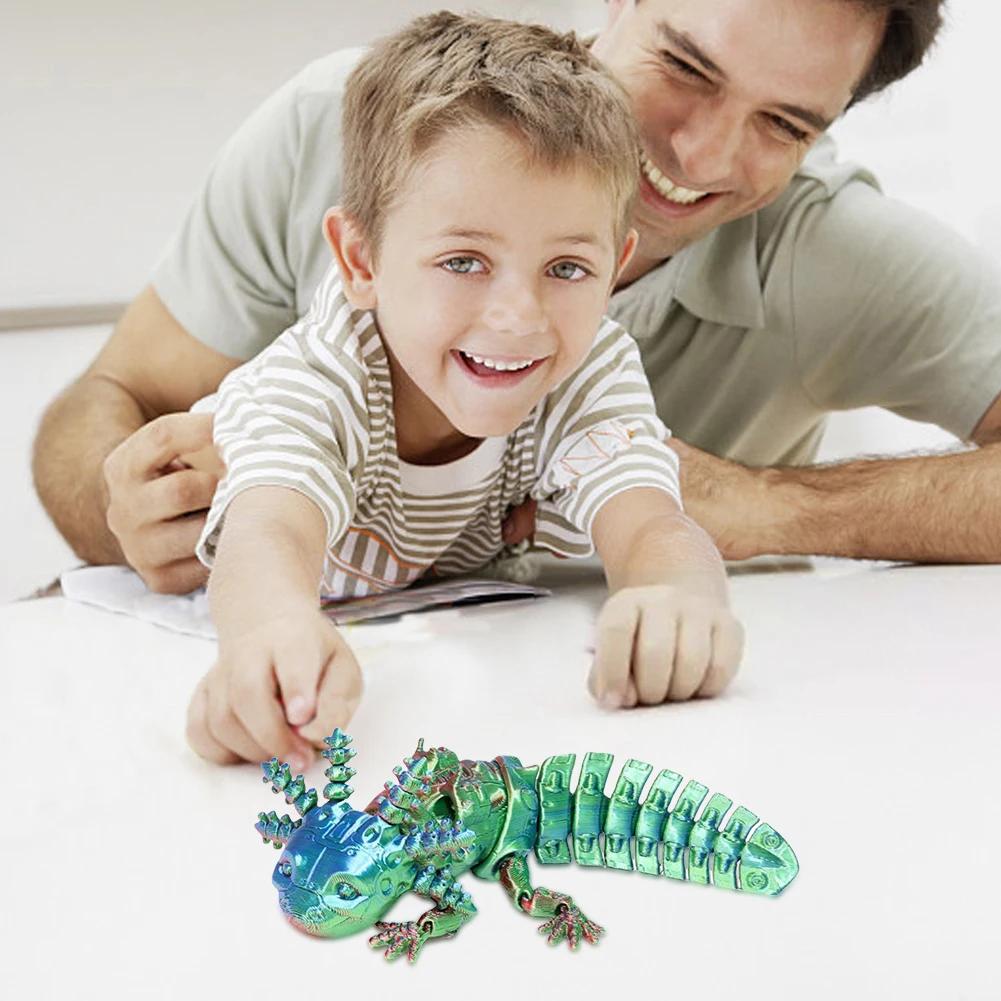 2pcs 3D Printed Axolotl Desk Toy Collectible Articulated Figurine Desk Toy Articulated Axolotl Stress Relief Home Desktop Decor