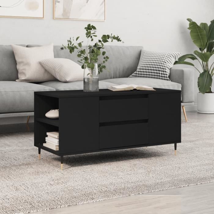 VidaXL Table basse noir 102x44,5x50 cm bois d'ingénierie 830989