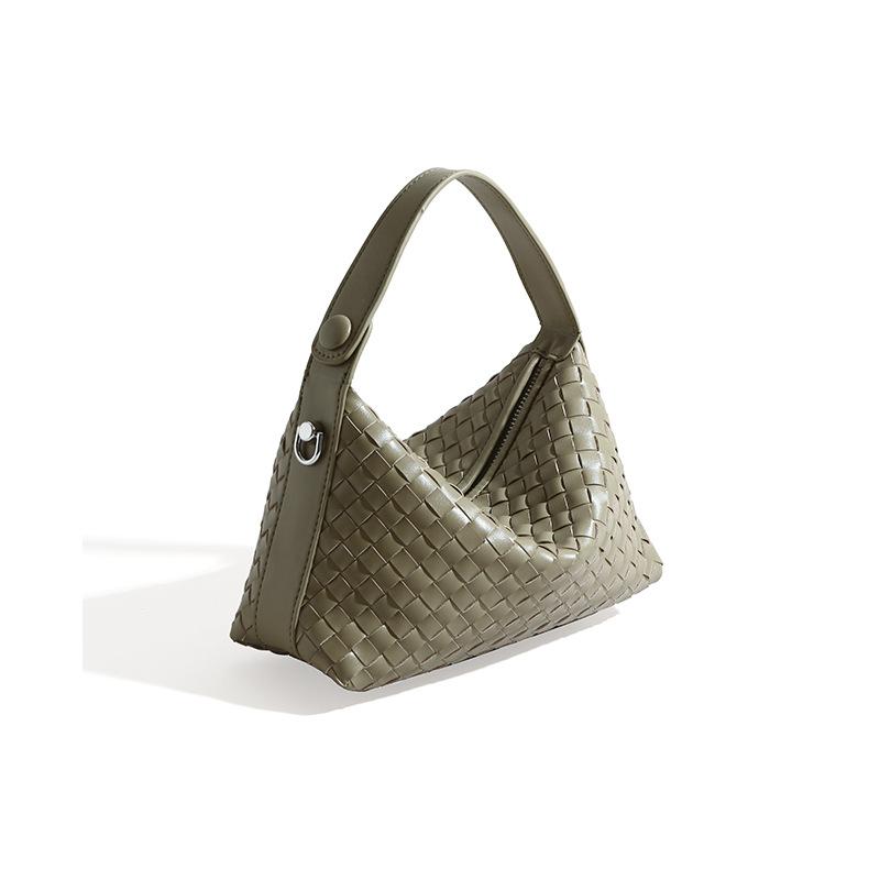 Bolso de Mujer de Cuero Genuino Bolso Simple de Mujer Bolso Bandolera de Un Hombro Bolso Tejido de Mano de Gran Capacidad
