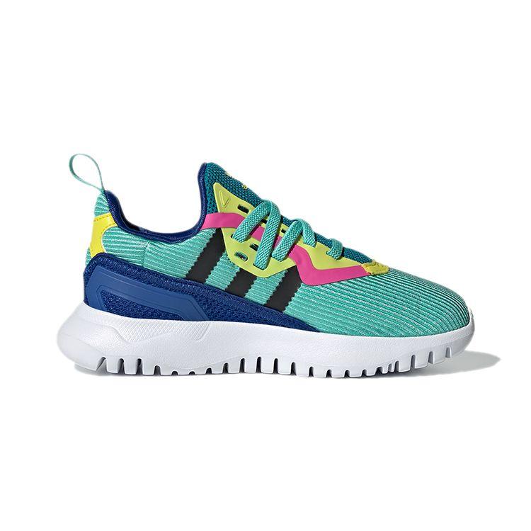 Adidas Originals Flex Series El C Comfortable Versatile Non-Slip Shock Absorbing Durable Low-Top Casual Shoes Kids Sneaker Green Blue FX5333