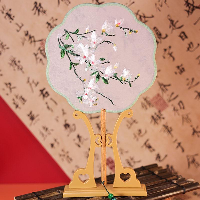 Handheld Embroidery Fan with Pendant Silk Fan Classical Chinese Style Fan  Chinese Wedding