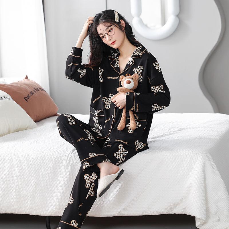 

Парная пижама женская из чистого хлопка с длинным рукавом, повседневная, можно носить, хлопковая домашняя одежда, большой размер, мужской костюм 2XL