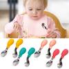 1 Set Baby Training Spoon Cartoon Curved Passivated Head Scientific Bending Silicone Baby Training Gadgets Tableware