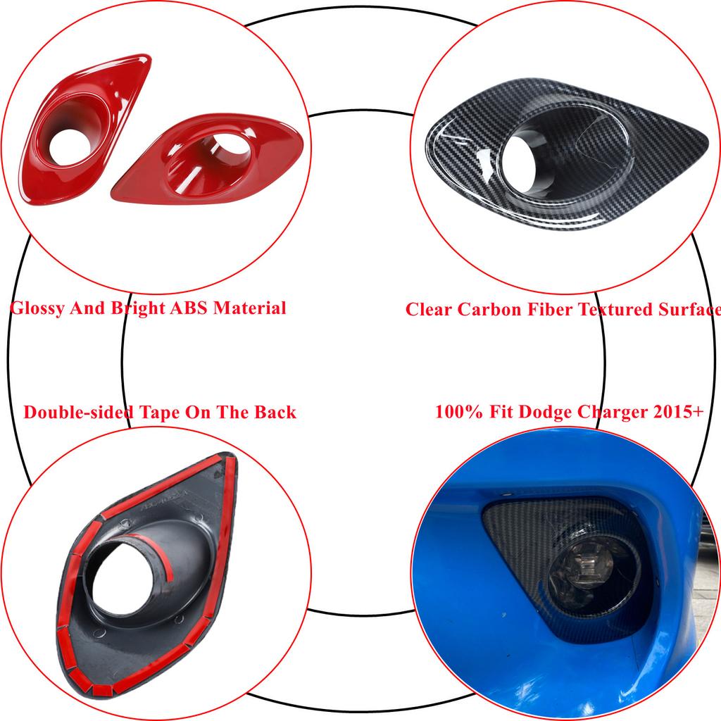 Car Front Fog Light Lamp Bezel Decoration Cover for Dodge Charger 2015 2016 2017 2018    2022 Exterior