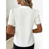 Elegant Lace Trim V-neck Women's Blouse Commute Casual Top Fashion European American Style New Arrival
