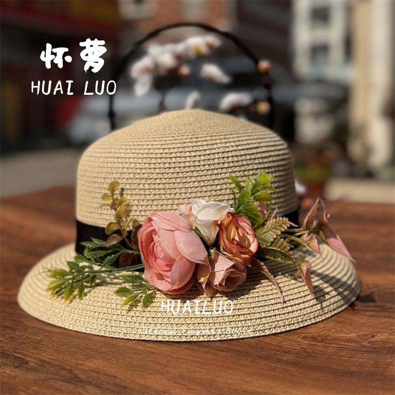 New flower top hat beach summer fashion hat travel visor hat sunshade seaside sun hat