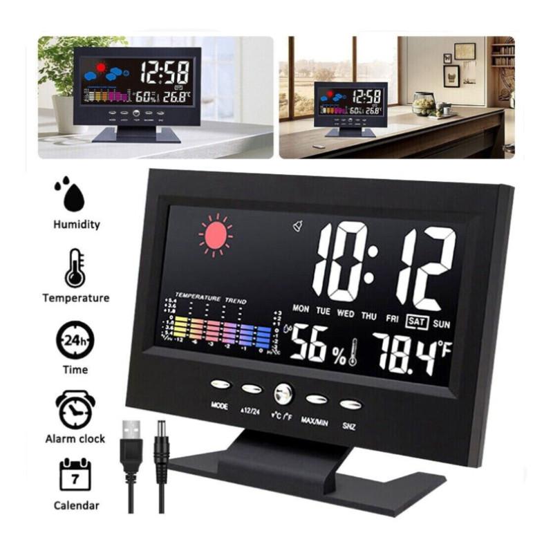 Digital Simplified Modern Alarm Clock Calendar Temperature Display Home Bedroom