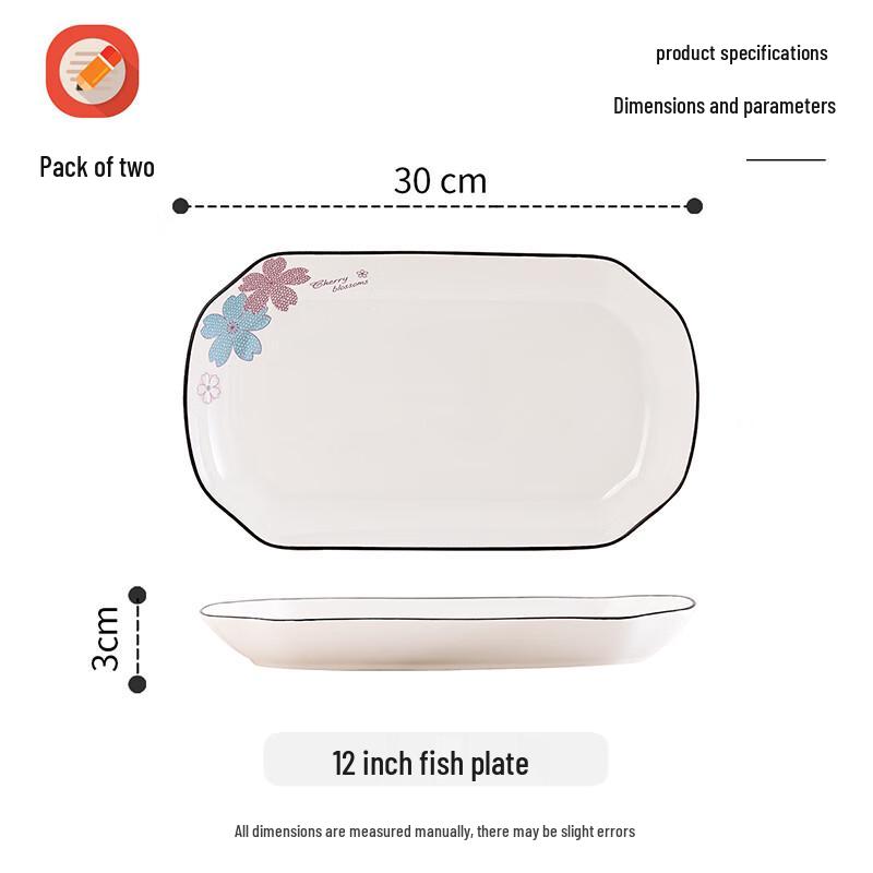 Jingdezhen Europäischer Stil Florales Keramik Fischplatten-Set