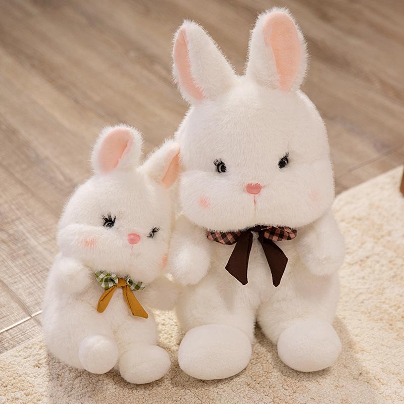 Cute Soft Bow Tie Bunny Doll Plush Toy Little White Rabbit Doll Children's Company Soothing Doll