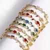 Tulip Design Copper Plated K Gold Bracelet with Colorful Zircon Branches - An Elegant Jewelry Gift for Women
