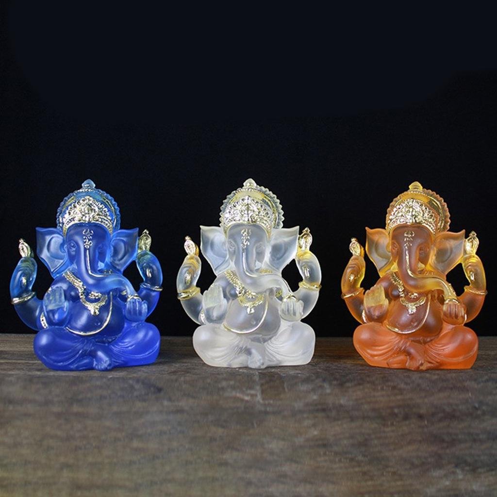 Detailed Ganesha Statue Resin Craft Spiritual Home Decoration Office Sculpture Hindu God Figurine Elephant God Model