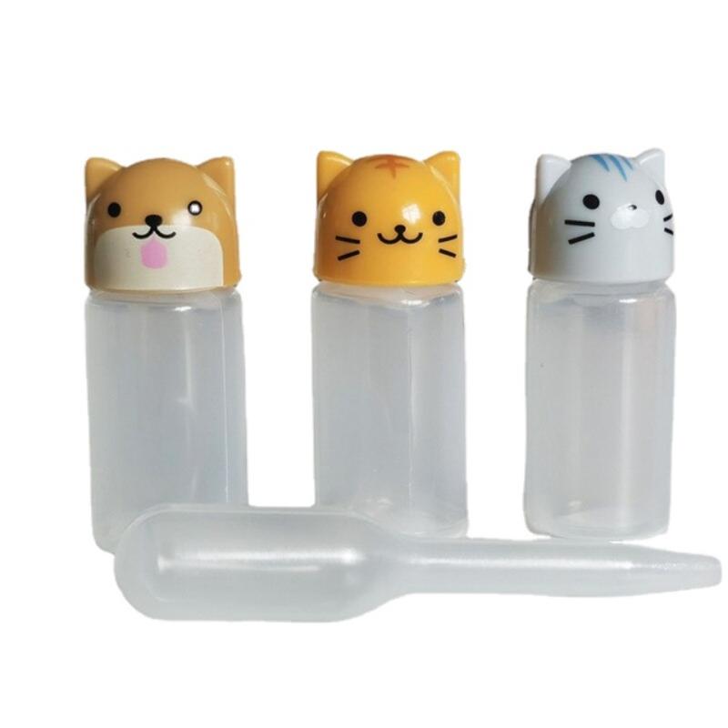 3pcs/set Mini Seasoning Sauce Bottle Small Containers Lovely Cat Dog Bottles for Bento Lunch Box Kitchen Jar Accessories Cartoon