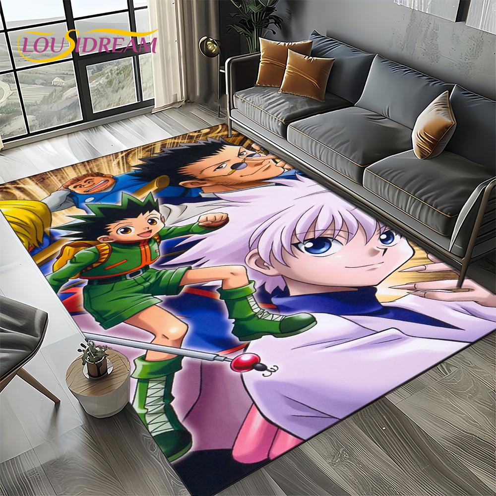 Alfombra HxH Anime Hunter×Hunter Dibujos Animados para Dormitorio Sala de Estar Decoración de Sofá del Hogar, Alfombrilla Grande Decorativa Infantil Regalo