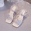 Xia New Stiletto Butterfly Rhinestone Strap Sandals Female Fairy Wind Open Toe Non-slip Wear-resistant High Heels