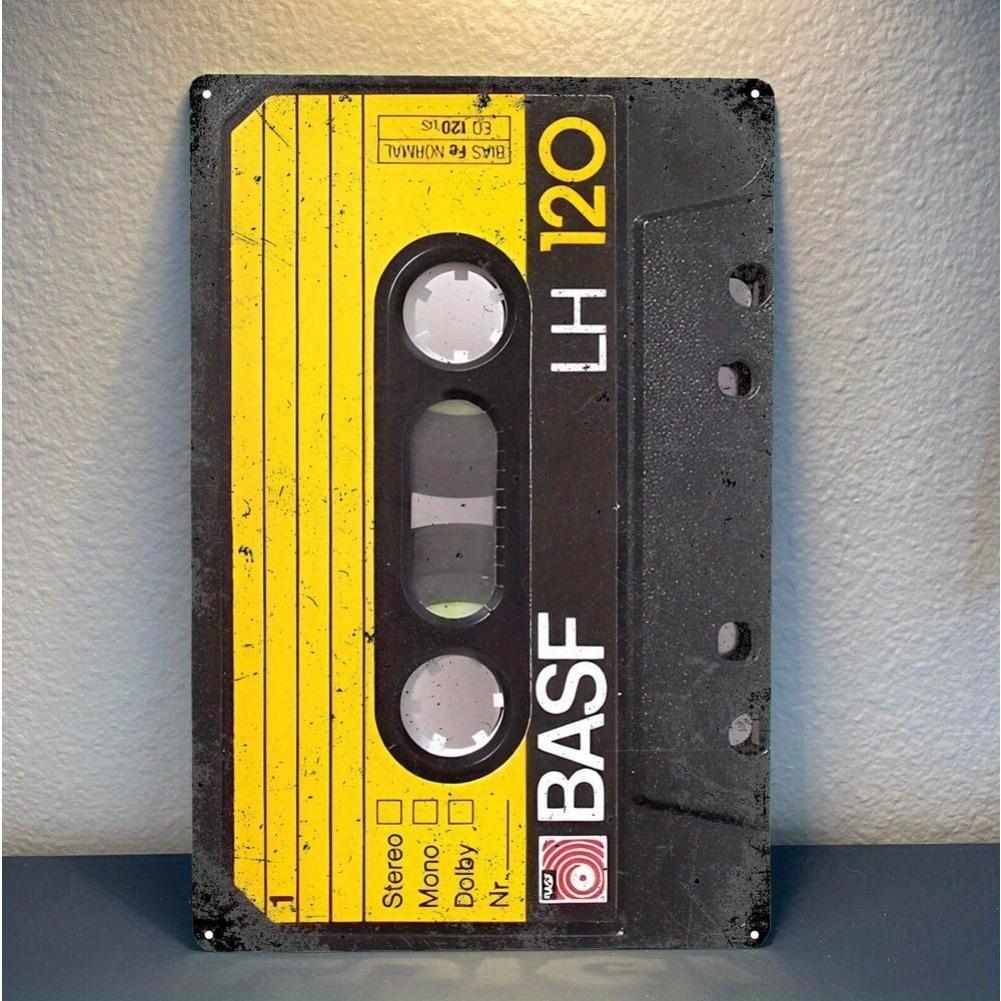 

Металлический постер с винтажной кассетой Basf - 7,87x11,81 Знак Stereo Hi-Fi, Ретро декор для стен для музыкальной комнаты, Подарок для магазина грампластинок 20x30cm（7.8x11.8inch）
