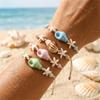 Bohemian Keramik Seestern Muschel Perlenarmbänder für Damen Mädchen Handgemacht Geflochten Verstellbares Armband Strandparty Schmuck