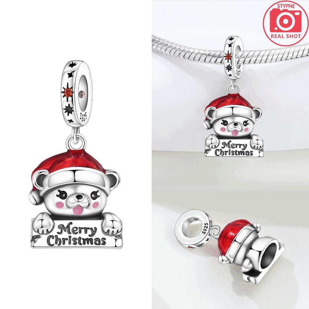 Authentic Copper Red Hat Snowman Green Christmas Tree Cup Snowflake Pendant Bead Compatible With Bracelets Anniversary Jewellery Fine Gift