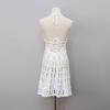 Summer Women's Beach Dress Solid Hollow Knit Dress Sexy Swimwear Cover-up Tie Neck Hanging