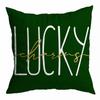 St. Patrick's Day Peach Skin Velvet Pillowcase, Green Four-leaf Clover Printed Sofa Pillow Cushion