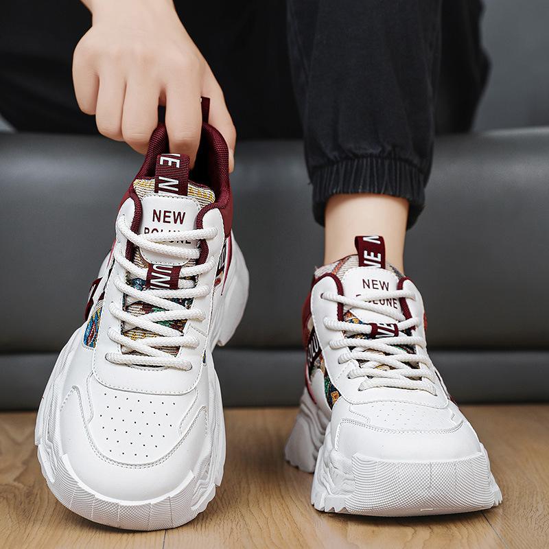 Herren High Top Schuhe 2025 Dicke Sohle Höhensteigernder Trend Stickerei Vielseitig Sport Freizeit Laufen Vater