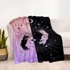 "Magical Hands: Celestial Stars Moon Crescent Illustration Art Print"Blanket Flannel Throw Blanket for Sofa, Bed, Travel, Camping, Office
