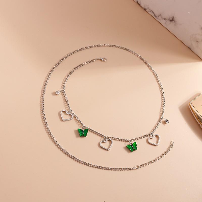 

Цепочка на тело с бабочкой и полым сердцем для женщин, ювелирные изделия, аксессуары для вечеринок, подарки зелёный