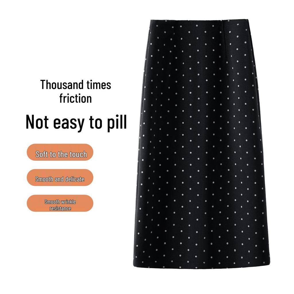 Polka Dot Woolen Mid-Length A-Line Pencil Skirt - Autumn Winter 2025 Collection