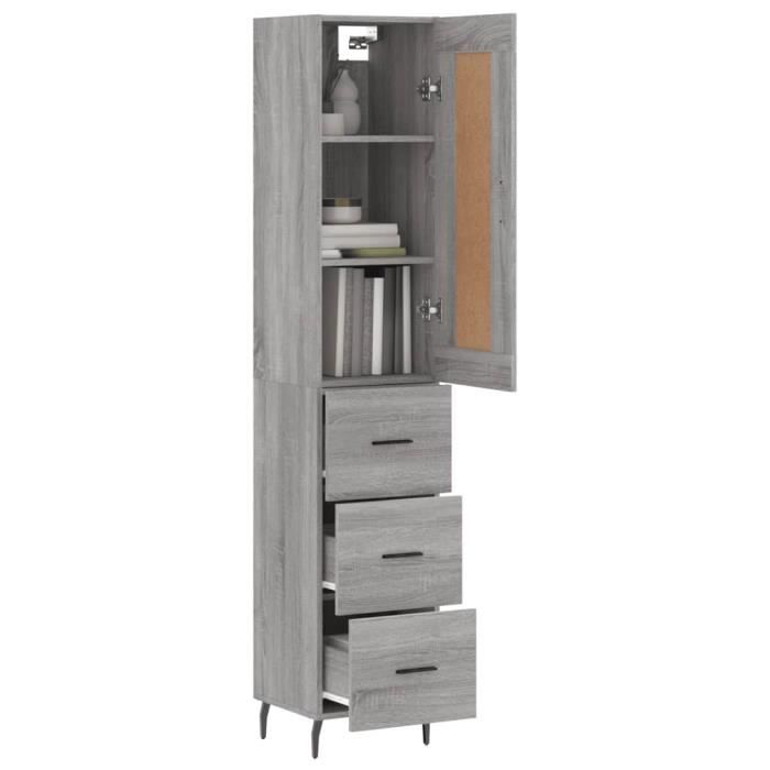 VidaXL Buffet haut Sonoma gris 34,5x34x180 cm Bois d'ingénierie 3200215