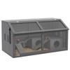Wooden Hamster Cage,  Rodent House, Small Animal Stable, Playhouse with Suspension Bridge, Ladders, Roof To Open, Hut, Dark Gray