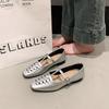 Women Shoes 2025 Summer New Fashion Hollow Weave Mary Jane Shoe Vintage Breathable Soft Sole Buckle Strap Women Square Toe Flats