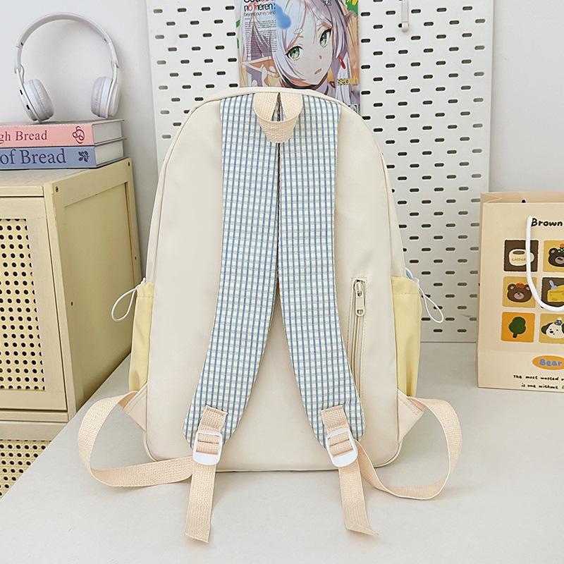 School bag ins fresh plaid candy color girl school bag junior high school casual versatile large capacity