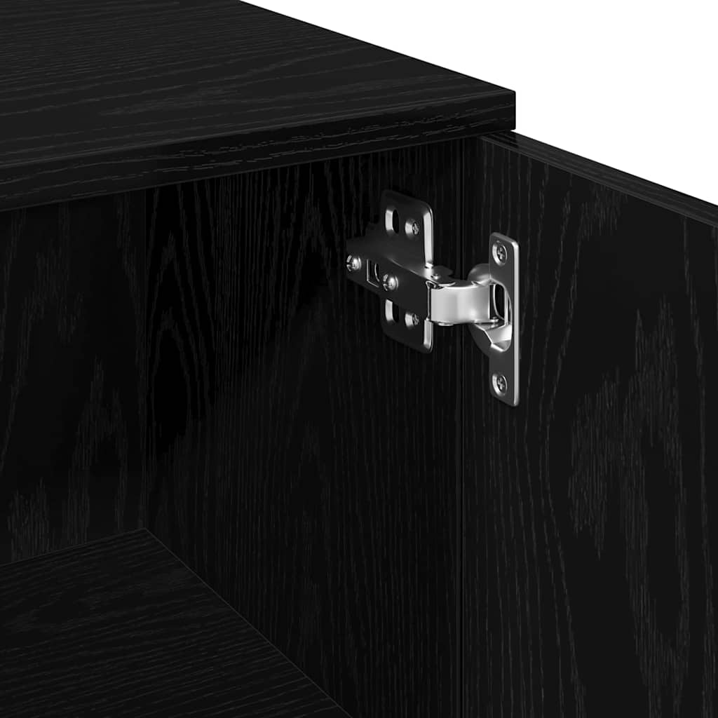 Bathroom Cabinet with Door Black Oak Effect 30 x 30 x 179 cm