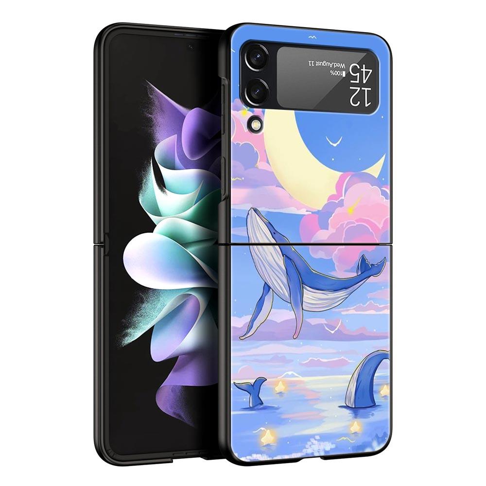 Orca ocean lovely killer whale Phone Case For Samsung Galaxy Z Flip3 Flip4 Flip5 PC Shell For Z Flip 3 4 5 Hard Folding Cover