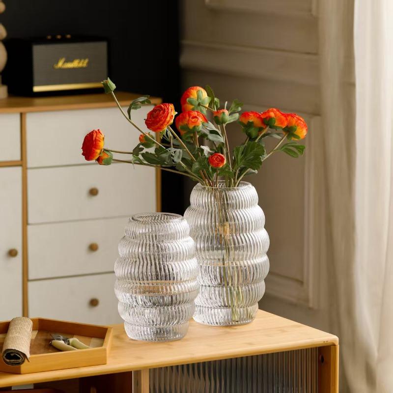 Creative Gray Transparent Glass Vase Hydroponic Flower Desktop Decoration Donut Shaped Flower Vase Handicrafts Home Decoration