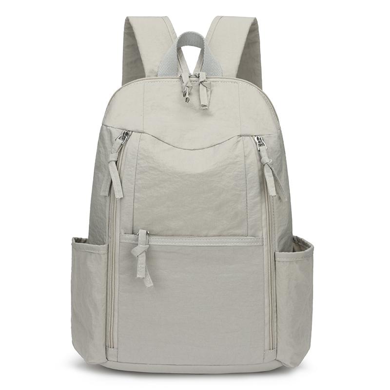 

Рюкзак большой емкости через плечо, легкий водонепроницаемый дорожный рюкзак, нейлоновый портативный рюкзак, однотонный школьный рюкзак для школьников светло-серый