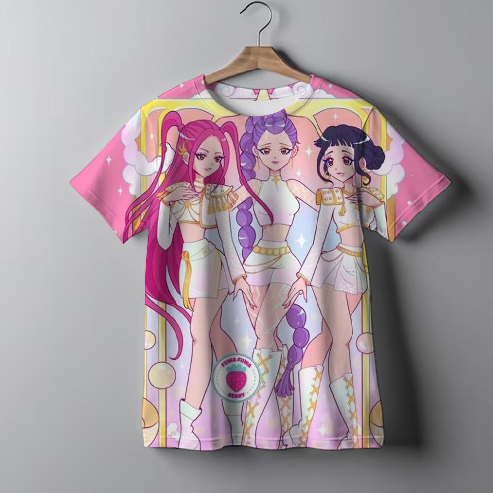 Fashion Casual Kids T-shirt KPop Demon Hunters Cool Girls Top Funny Gift Fans T-shirt KPop Demon Hunters Versatile T-Shirt