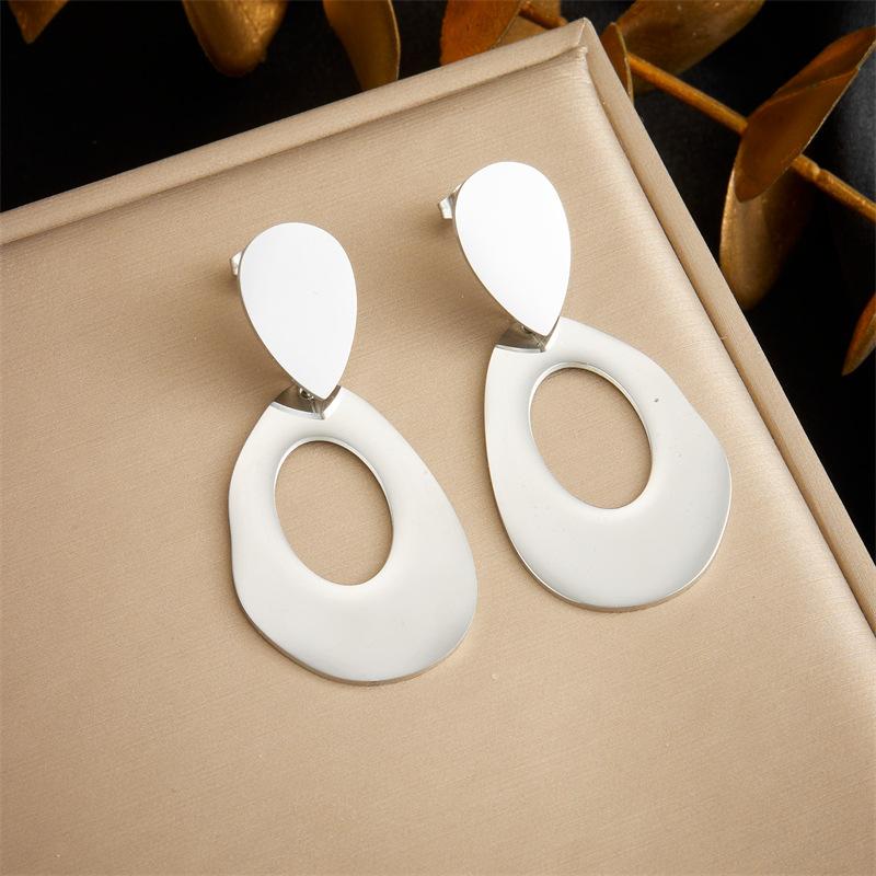

Gold Irregular Drop Earrings Hollow Oval Dangle Earrings for Women серебряный