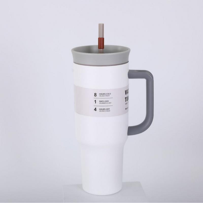 40oz Large Capacity Vacuum Insulated Tumbler with Handle & Straw 304 Stainless Steel Leakproof Travel Tumbler 8 Colors Available 40OZ(1133.98g) белый