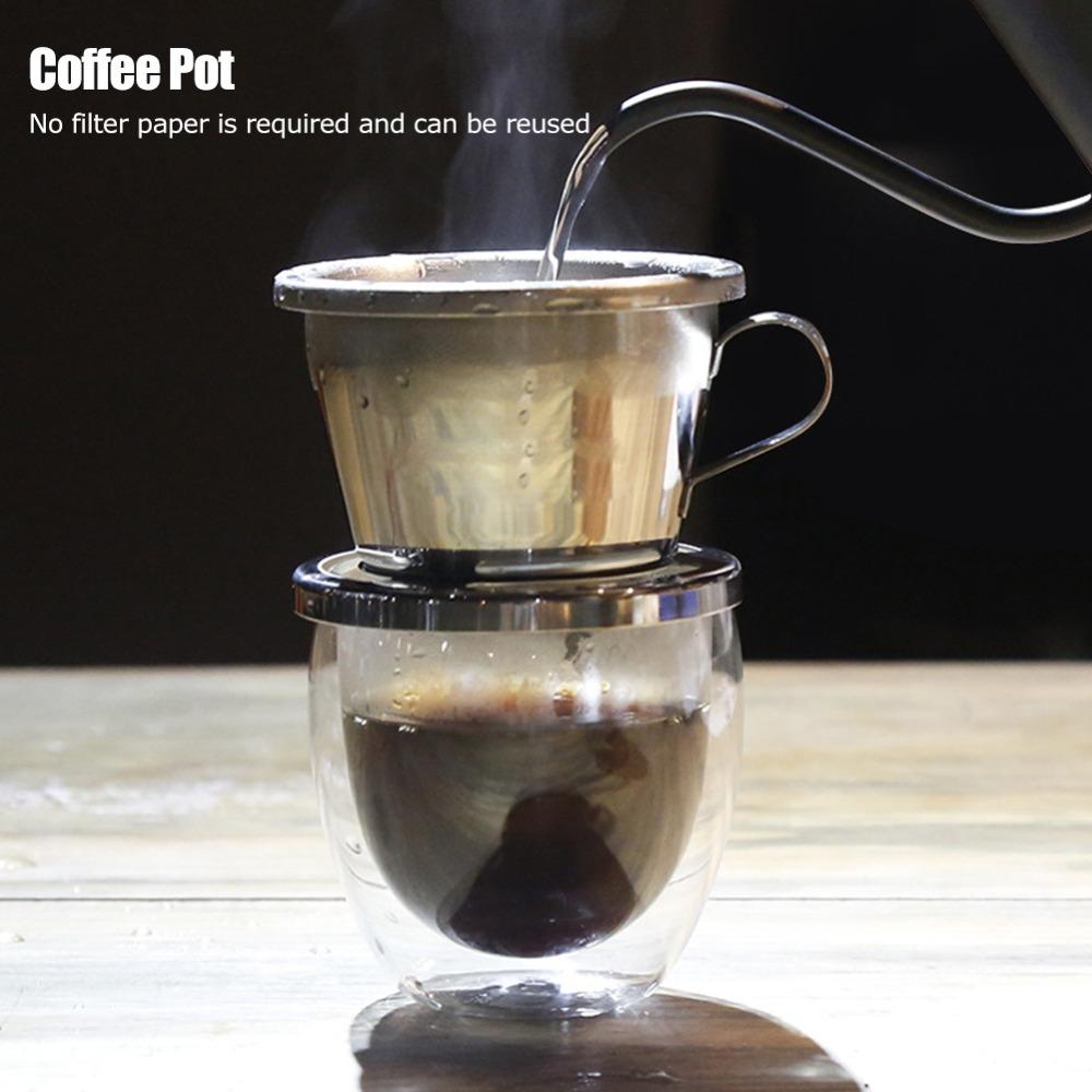 Detachable Water Segregator Coffee Drip Pot Stainless Steel Coffee Maker Outdoor Use