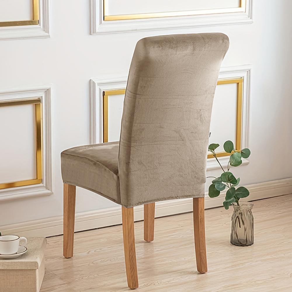 1/4pcs Velvet Chair Covers Dining Room Elastic Soft Seat Cover Solid Color Dustproof Furniture Protector Restaurant Banquet Home