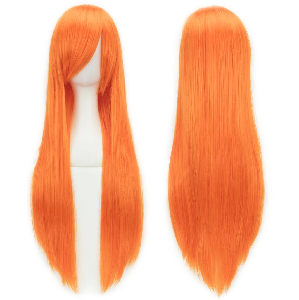 Professional  80cm Long Straight Wigs Pink Green Party Hair Accessories Synthetic Hair Cosplay Wig for Women