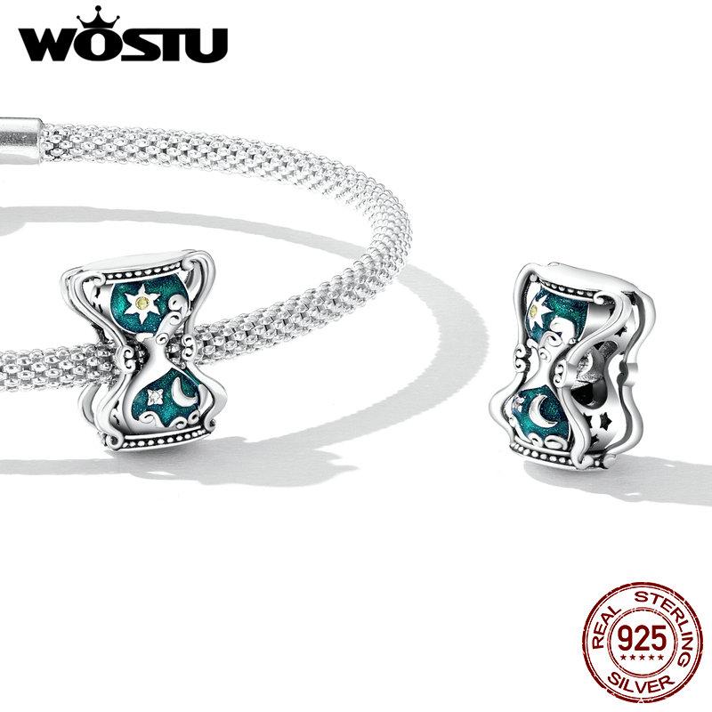 

WOSTU Стерлингового Серебра 925 пробы Солнце и Луна Песочные Часы Циркон Шарм для Женщин Подходит Оригинальный Браслет DIY Ювелирные Изделия 925 silver