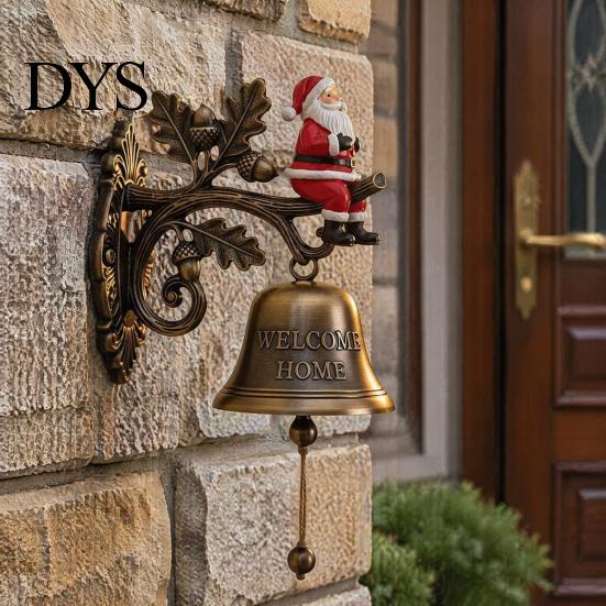 Holiday Theme Home Decor Vintage Christmas Doorbell, Welcome Wall Hanging, Deer/Snowman/Santa Claus/Penguin/Witch Decor, Decorative Metal Door