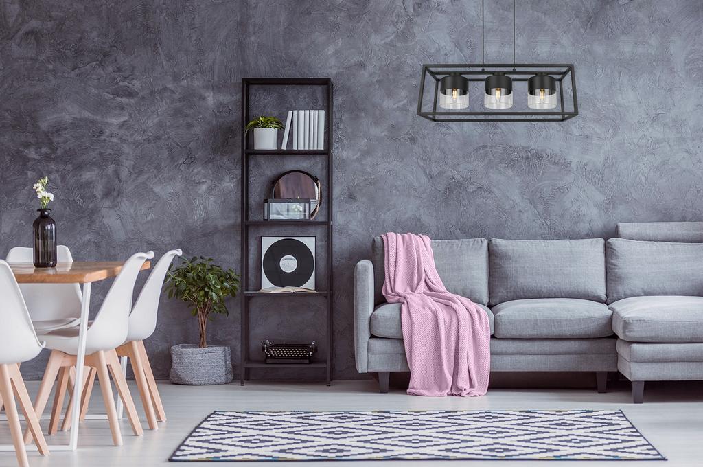 HANGING LAMP CAGE ELEGANT GLASS SHADE