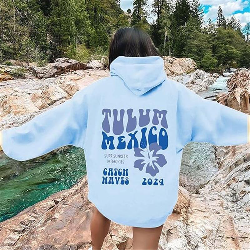 New S--5XL European Size Women's Shoulder Sleeves Threaded Cuffs Hem Sweater Hoodie Oversized Letter Printing