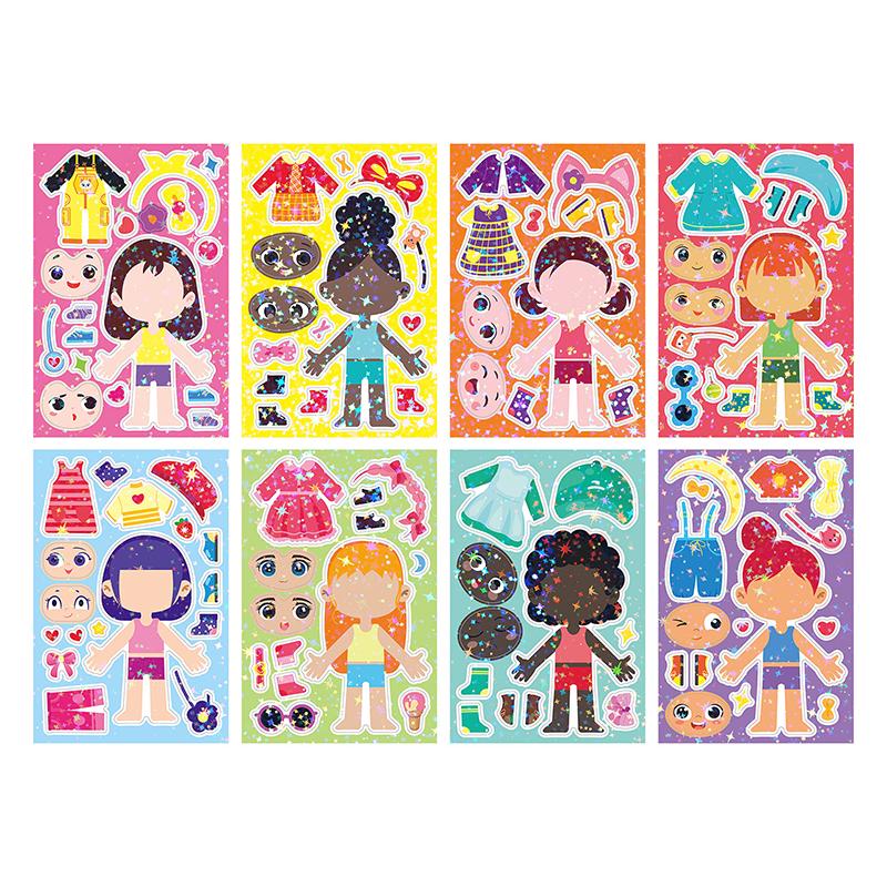 8Pcs Diy Stickers Puzzle Face Changing Stickers Animal Assemble Game Montessori Cognition Educational Toys For Children Kids