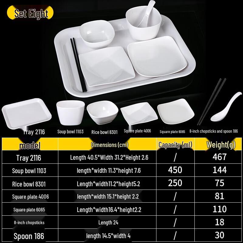 Huihuang Chinese Style Melamine 10-Piece Dinnerware Set