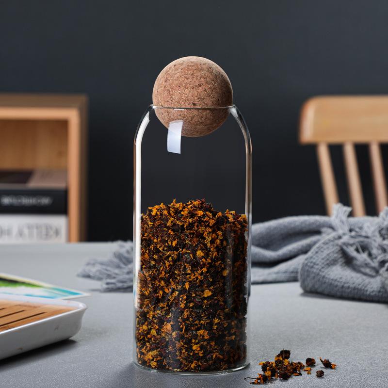 Aufbewahrungsglas aus klarem Glas mit Korkdeckel Aufbewahrungsflasche Versiegelter Behälter Teedose Müsli Kaffee Kreative Dekoration Luftdichtes Behälterset